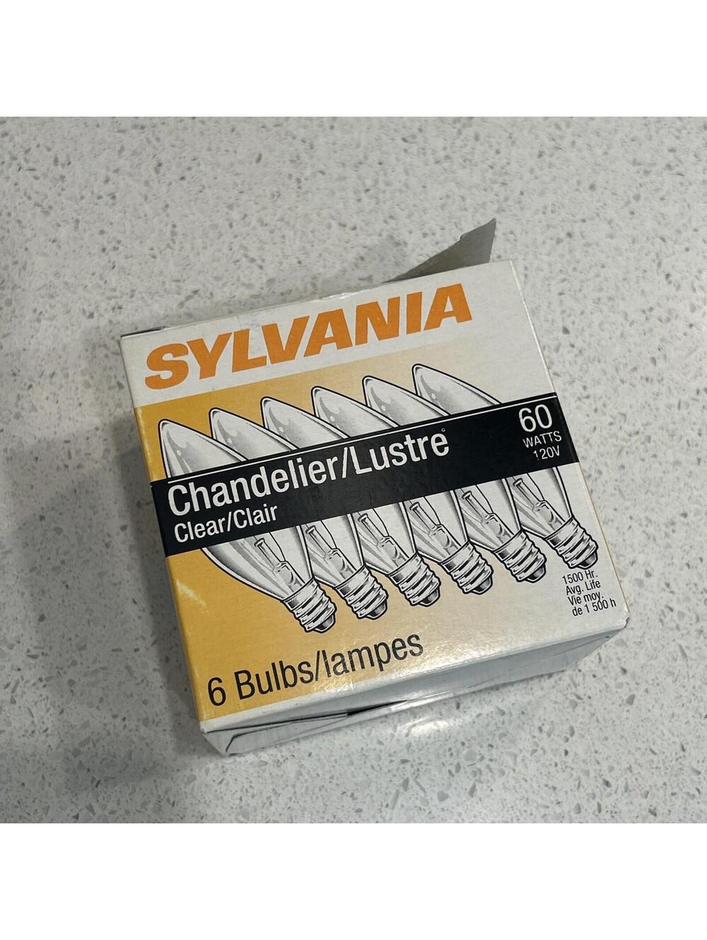 VINTAGE Sylvania Double Life 6 Pack 60W Chandelier B10 Light Bulbs Small Base